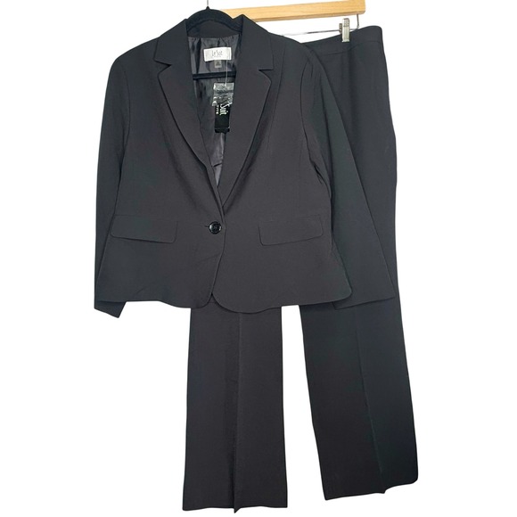 Le Suit Petite Women's Black 1 Button Blazer Dress Pants Size 16P Career Work - Picture 1 of 13